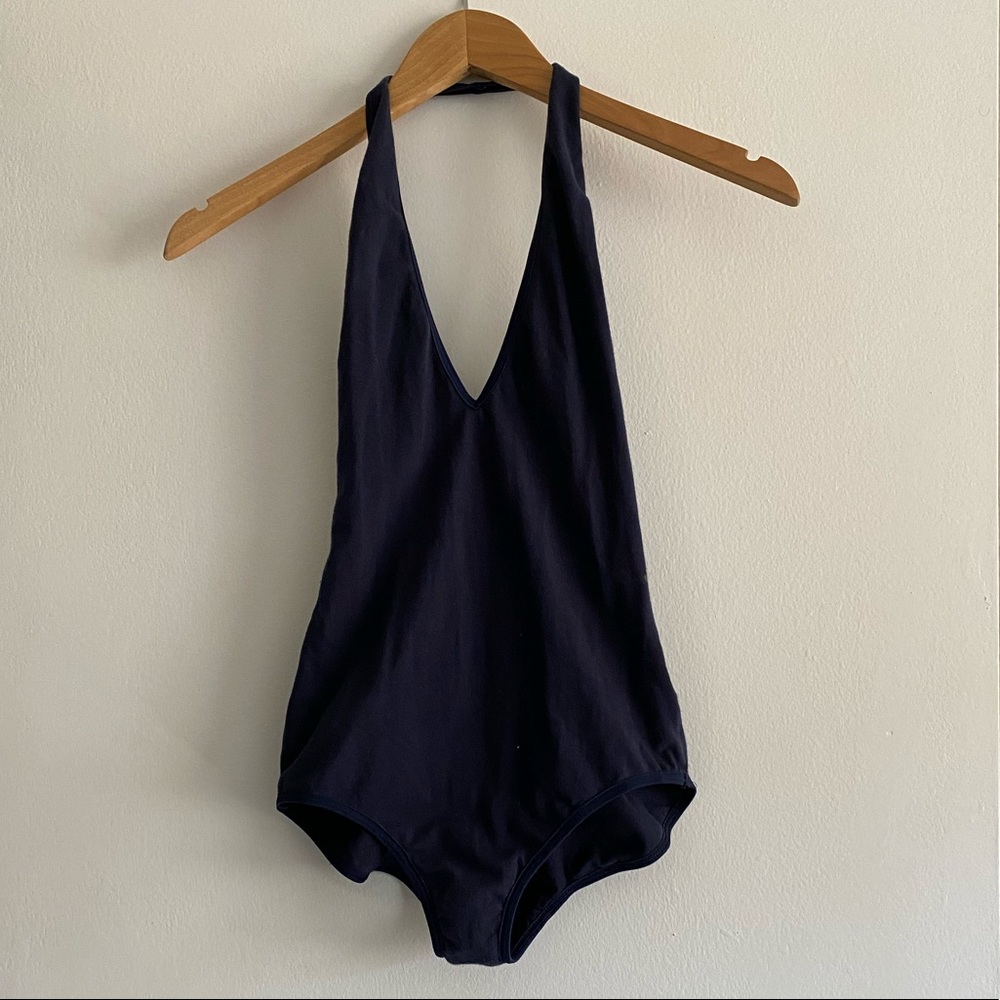 Navy Blue Halter Bodysuit